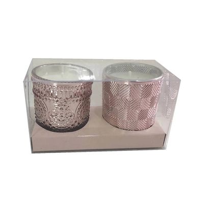 Vela no Copo de Vidro Rosé Gold com 2 Unidades