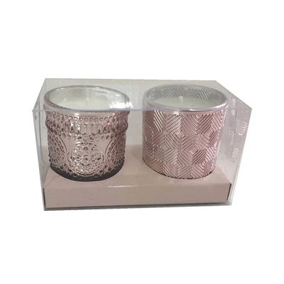 Vela no Copo de Vidro Rosé Gold com 2 Unidades