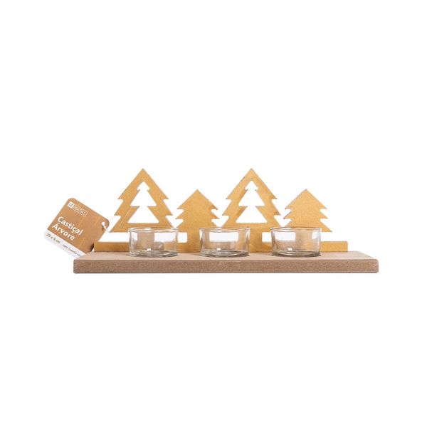 Castiçal Árvores com Copo de Vidro Le 29cm Castiçal Árvores com Copo de Vidro Le 29cm