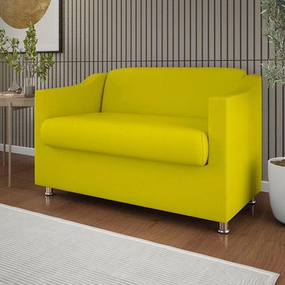 Sofá Namoradeira Sala De Espera Elegante Suede – Balaqui Cor:amarelo
