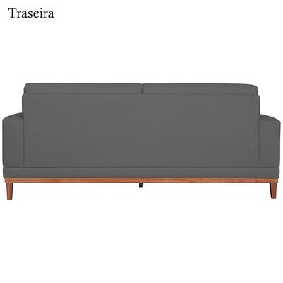 Sofa 3 Lugares 180 Cm Crons Suede Cinza Vazzano Cinza