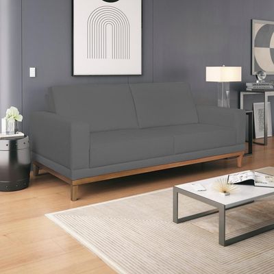 Sofa 3 Lugares 180 Cm Crons Suede Cinza Vazzano Cinza