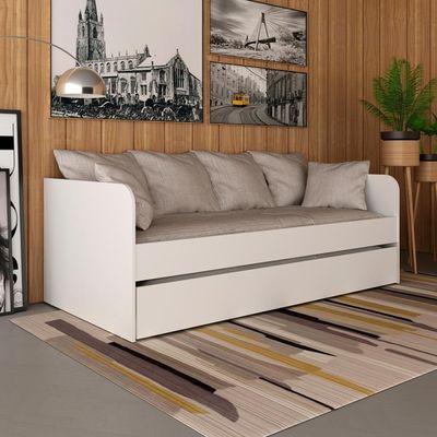Sofa Cama Solteiro Com Auxiliar Cm8032 Branco Tecno Mobili