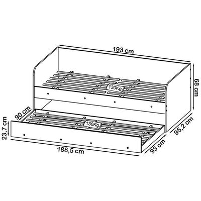 Sofa Cama Solteiro Com Auxiliar Cm8032 Branco Tecno Mobili