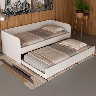 Sofa Cama Solteiro Com Auxiliar Cm8032 Branco Tecno Mobili