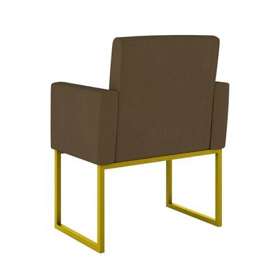 Kit Sofá 2 Lugares + 2 Poltronas Recepção Sala Base Dourada Cor:marrom Marrom