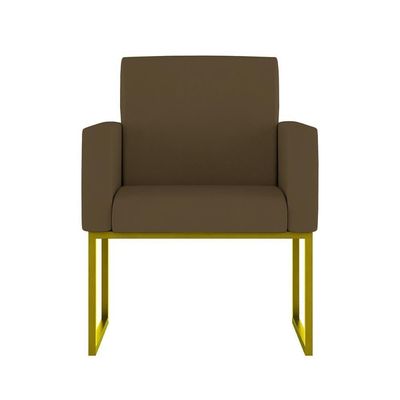 Kit Sofá 2 Lugares + 2 Poltronas Recepção Sala Base Dourada Cor:marrom Marrom