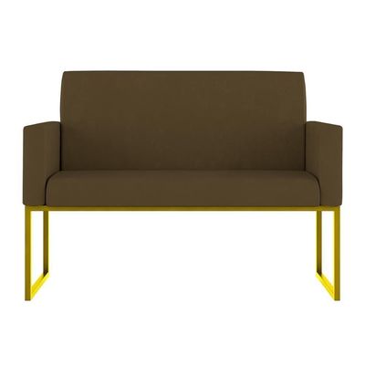Kit Sofá 2 Lugares + 2 Poltronas Recepção Sala Base Dourada Cor:marrom Marrom