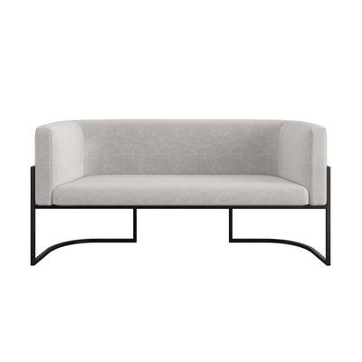 Sofá Namoradeira 2 Lugares Moderna Base Metal Black Balaqui Bege