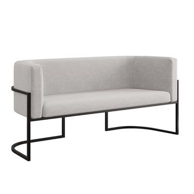 Sofá Namoradeira 2 Lugares Moderna Base Metal Black Balaqui Bege