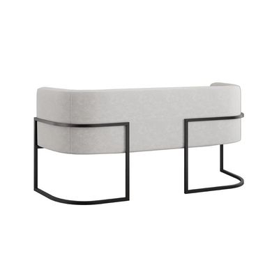 Sofá Namoradeira 2 Lugares Moderna Base Metal Black Balaqui Bege