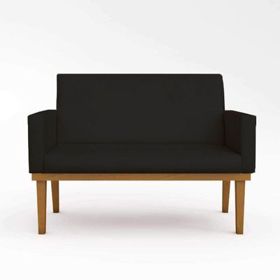 Sofá Namoradeira Com Base Reforçada Luxo Em Preto