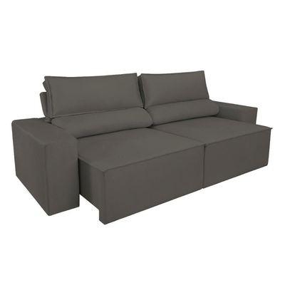 Sofá Reclinável Retrátil 3 Lugares Com Molas Balaqui Decor Cinza