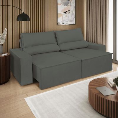 Sofá Reclinável Retrátil 3 Lugares Com Molas Balaqui Decor Cinza