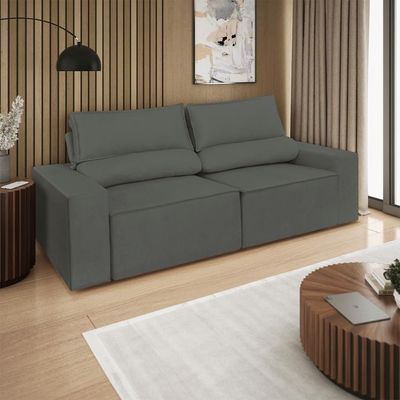Sofá Reclinável Retrátil 3 Lugares Com Molas Balaqui Decor Cinza