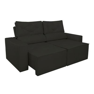 Sofá Reclinável Retrátil Luxo 2 Lugares C- Molas Balaqui Preto