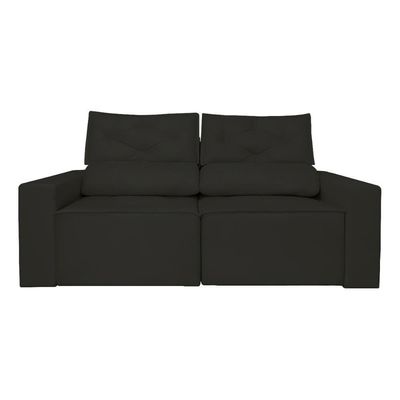Sofá Reclinável Retrátil Luxo 2 Lugares C- Molas Balaqui Preto