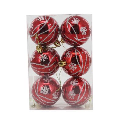 Bola de Natal Le Vermelha com Branco 6cm com 6 Unidades