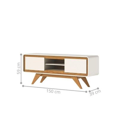 Rack Buffet Aparador Sala Estar Retrô Vintage Off White 1,50 Off White