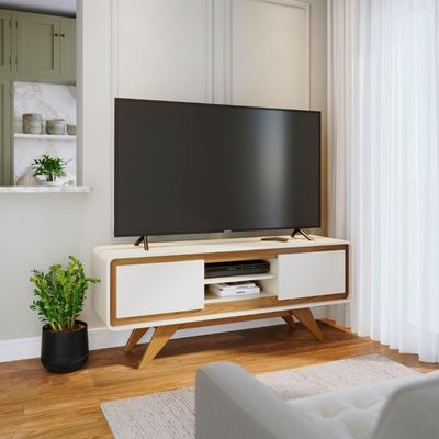 Rack Buffet Aparador Sala Estar Retrô Vintage Off White 1,50 Off White