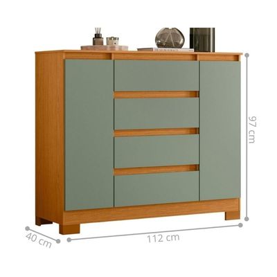 Cômoda Sapateira 2 Portas 4 Gavetas Multiuso Cinamomo
