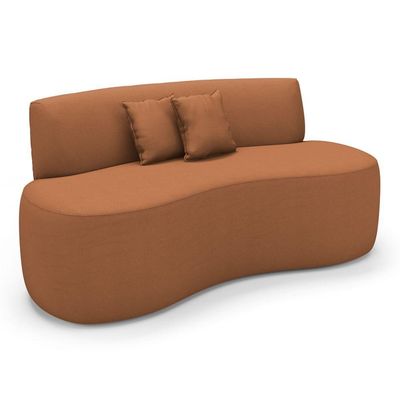 Sofá Orgânico Curvo Living Manhattan 150cm 02 Lugares Courino - Desk Design Caramelo
