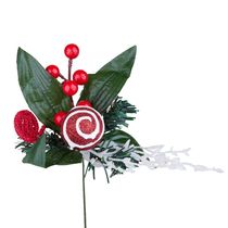 Pick Natalino Frutos e Bola Le Verde e Vermelho 18cm