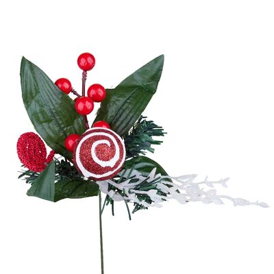 Pick Natalino Frutos e Bola Le Verde e Vermelho 18cm