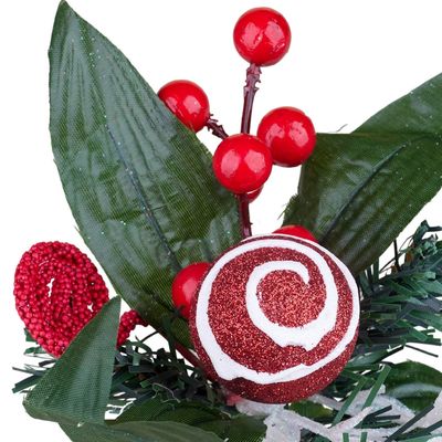 Pick Natalino Frutos e Bola Le Verde e Vermelho 18cm