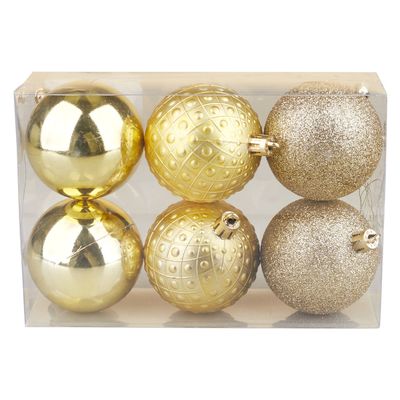 Kit Bola de Natal Elegance Dourada 6 Unidades 6cm