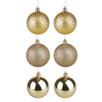 Kit Bola de Natal Elegance Dourada 6 Unidades 6cm
