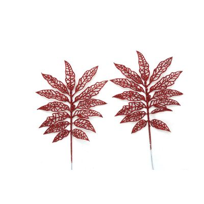 Enfeite de Natal Folha Vazada Glitter Le 24cm