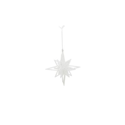 Enfeite de Natal Le Estrela Branca com Glitter 15x15cm