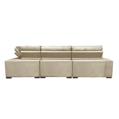 Sofa De Canto Retrátil E Reclinável Com Molas Cama Inbox Austin 3,45x2,44 Ou 2,44x3,45 Velusoft Bege