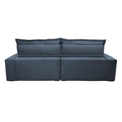 Sofa Retrátil E Reclinável 2,72m Com Molas Ensacadas Cama Inbox Soft Tecido Suede Azul
