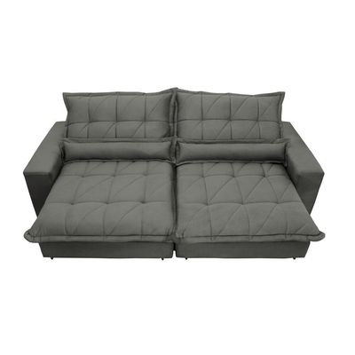 Sofa Retrátil E Reclinável Cama Inbox Soft Tecido Suede Cinza