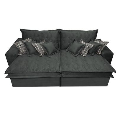 Sofá Retrátil E Reclinável 2,72m Com Molas Ensacadas Cama Inbox Supreme Tecido Suede Velusoft Cinza
