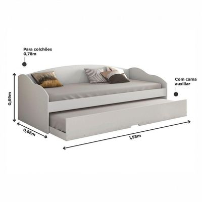 Sofá Cama Funny Com Cama Auxiliar Conquista Móveis Branco
