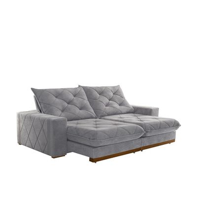 Sofá Retrátil Muzambinho 2,90m 5 Lugares Molas Ensacadas Txr Prata