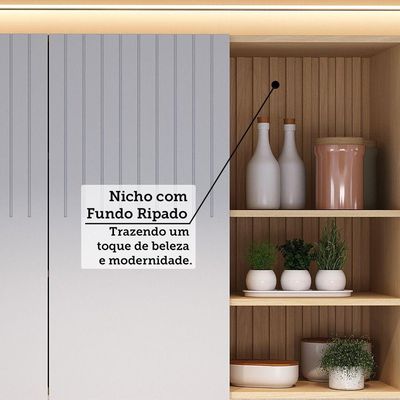 Armário Aéreo 100% Mdf 2 Portas Com Nicho 120cm Aura Luciane Carvalho/cinza Cristal