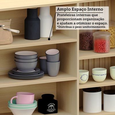Armário Aéreo 100% Mdf 2 Portas Com Nicho 120cm Aura Luciane Carvalho/cinza Cristal