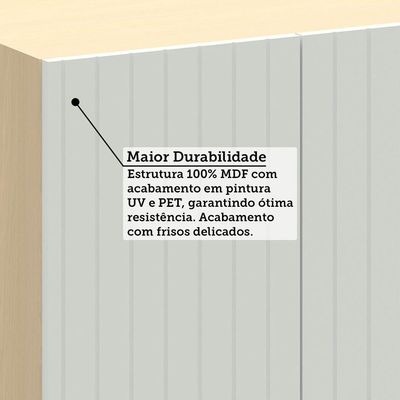 Armário Aéreo Para Geladeira 100% Mdf 2 Portas 60cm Aura Luc Carvalho/cinza Cristal