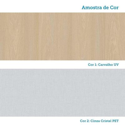 Armário Aéreo Para Geladeira 100% Mdf 2 Portas 60cm Aura Luc Carvalho/cinza Cristal