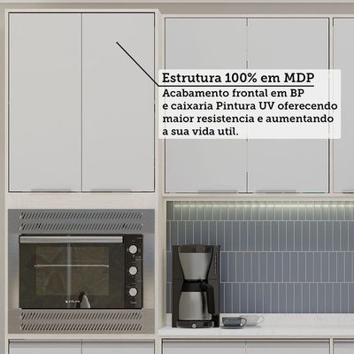 Cozinha Modulada Compacta 4 Peças Com Tampo Art Luciane Móve Pátina-cinza Cristal