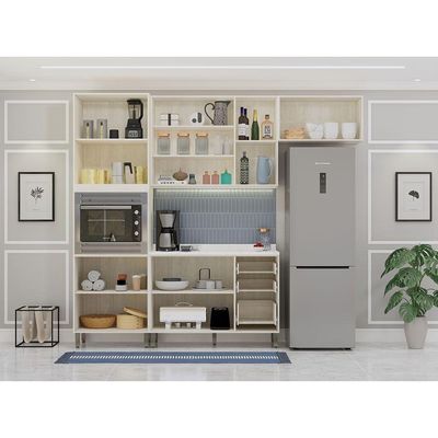 Cozinha Modulada Compacta 4 Peças Com Tampo Art Luciane Móve Pátina-cinza Cristal