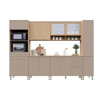 Cozinha Completa 100% Mdf 6 Pçs 310cm Duna Luciane Móveis Freijó-cinammon