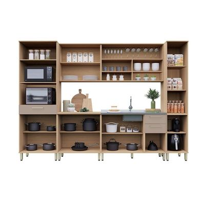Cozinha Completa 100% Mdf 6 Pçs 310cm Duna Luciane Móveis Freijó-cinammon