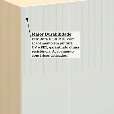 Armário Aéreo 100% Mdf 2 Portas 60cm Aura Luciane Móveis Carvalho/cinza Cristal