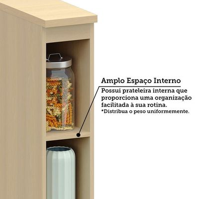 Balcão De Cozinha 100% Mdf 1 Pt 20cm Aura Luciane Móveis Carvalho/cinza Cristal