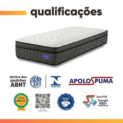 Colchão Solteiro Ortopédico D33 Euro Pillow Ultra 88x188x25cm Grafite